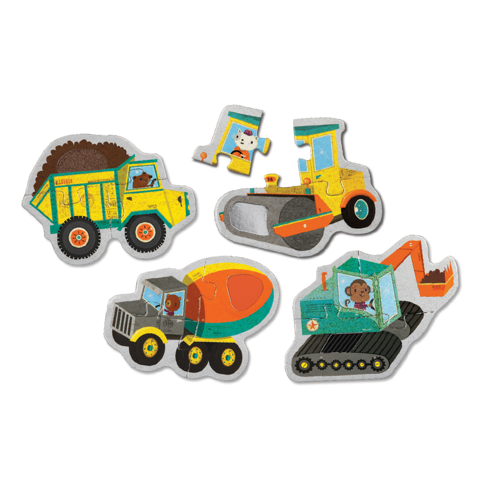 Touch & Feel Puzzles for babies with construcion vehicles.