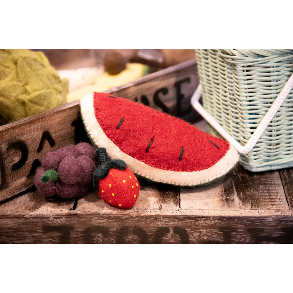 Felted wool watermelon slice