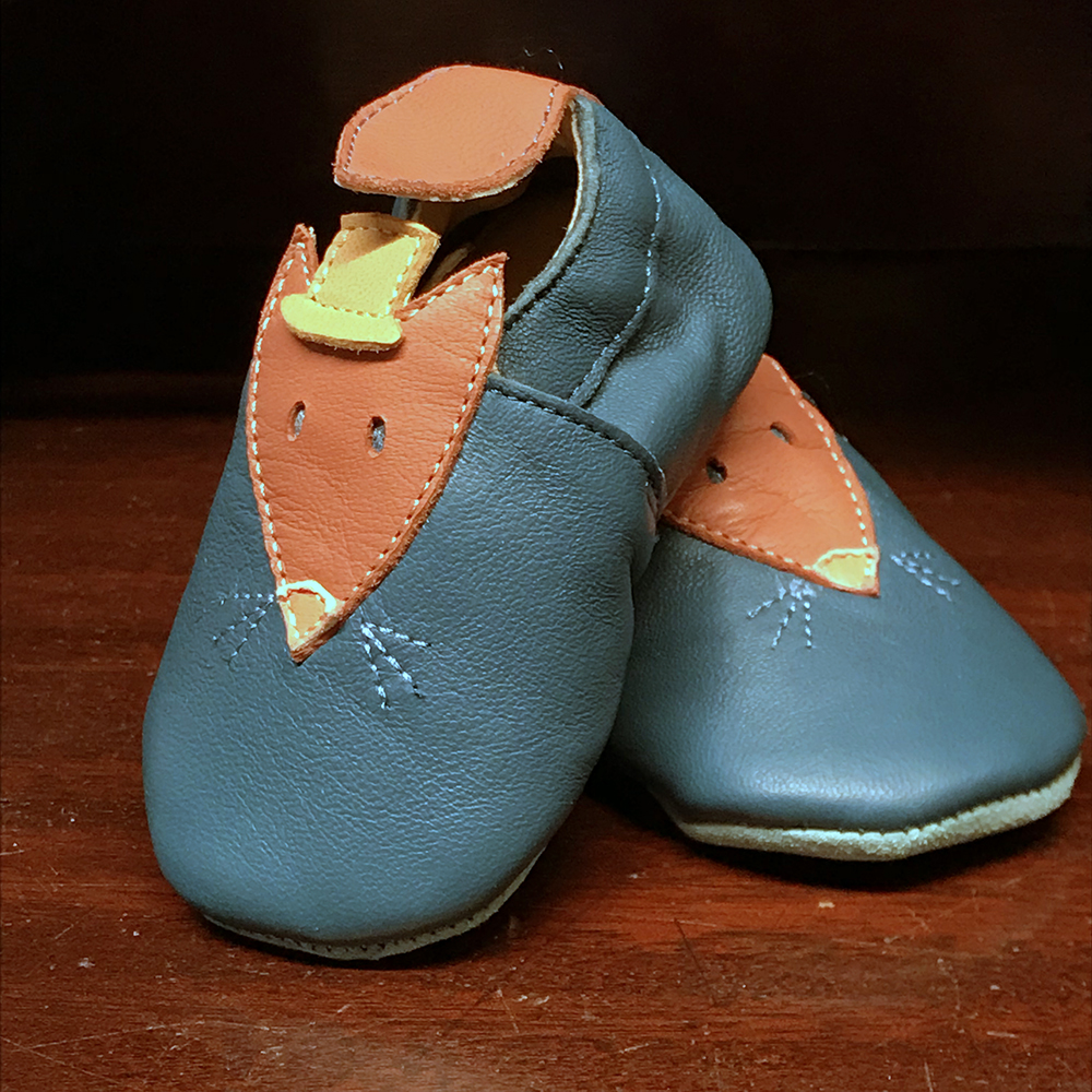 French foxy leather slippers