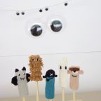 5 Knit Finger Puppets - Spooky Creatures